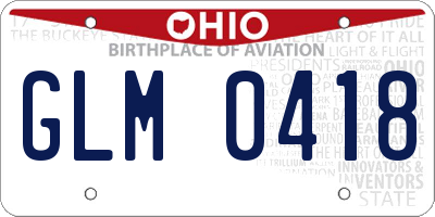 OH license plate GLM0418