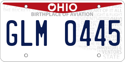 OH license plate GLM0445