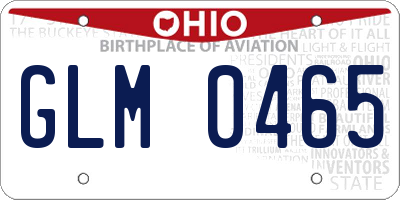 OH license plate GLM0465