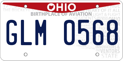 OH license plate GLM0568