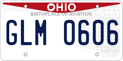 OH license plate GLM0606