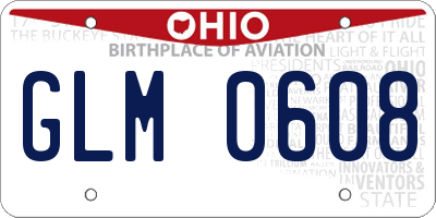 OH license plate GLM0608