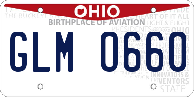 OH license plate GLM0660