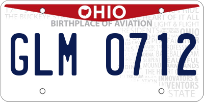 OH license plate GLM0712