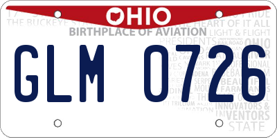 OH license plate GLM0726