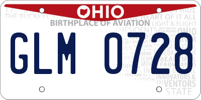 OH license plate GLM0728