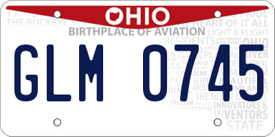 OH license plate GLM0745