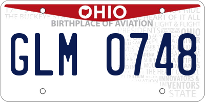 OH license plate GLM0748
