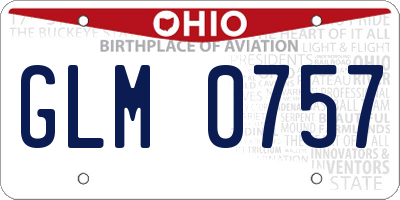 OH license plate GLM0757
