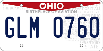 OH license plate GLM0760