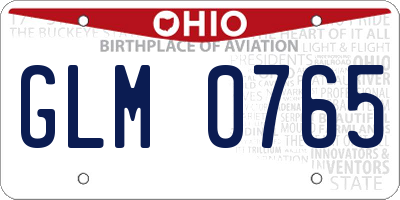 OH license plate GLM0765