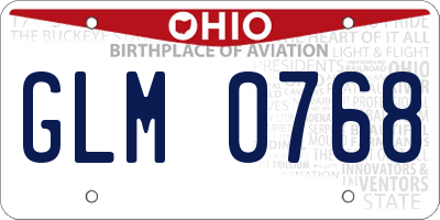 OH license plate GLM0768