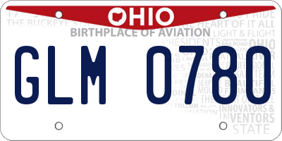 OH license plate GLM0780