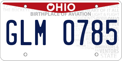 OH license plate GLM0785