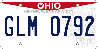 OH license plate GLM0792