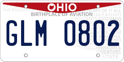 OH license plate GLM0802