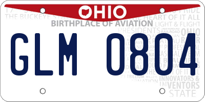 OH license plate GLM0804