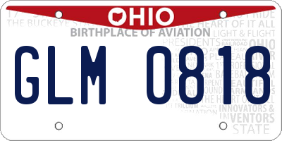 OH license plate GLM0818