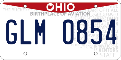 OH license plate GLM0854