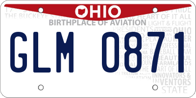 OH license plate GLM0871