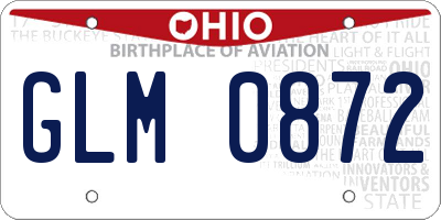 OH license plate GLM0872