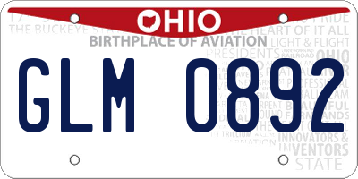 OH license plate GLM0892