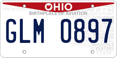 OH license plate GLM0897