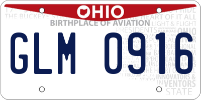 OH license plate GLM0916