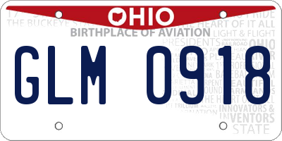OH license plate GLM0918
