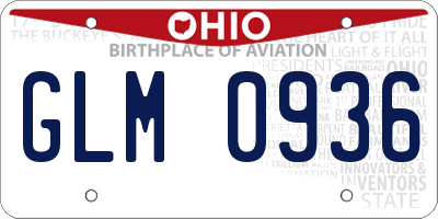 OH license plate GLM0936