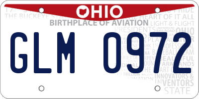 OH license plate GLM0972