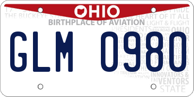 OH license plate GLM0980