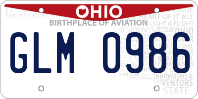 OH license plate GLM0986