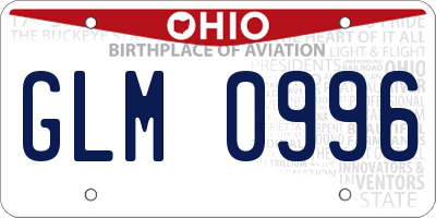 OH license plate GLM0996