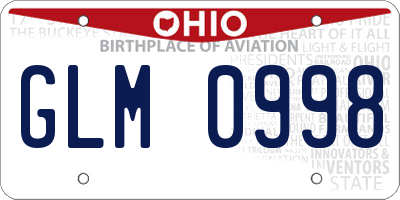 OH license plate GLM0998