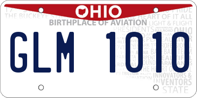 OH license plate GLM1010