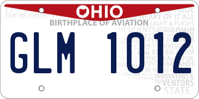 OH license plate GLM1012