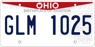 OH license plate GLM1025