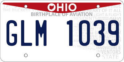 OH license plate GLM1039