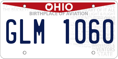 OH license plate GLM1060