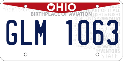 OH license plate GLM1063