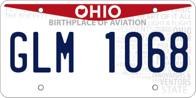 OH license plate GLM1068