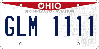 OH license plate GLM1111