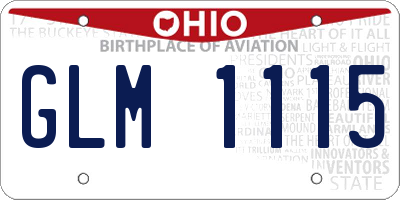 OH license plate GLM1115