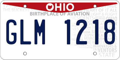 OH license plate GLM1218