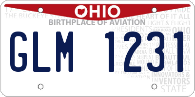 OH license plate GLM1231