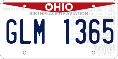 OH license plate GLM1365