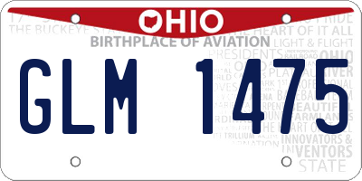 OH license plate GLM1475