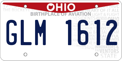 OH license plate GLM1612