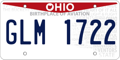 OH license plate GLM1722